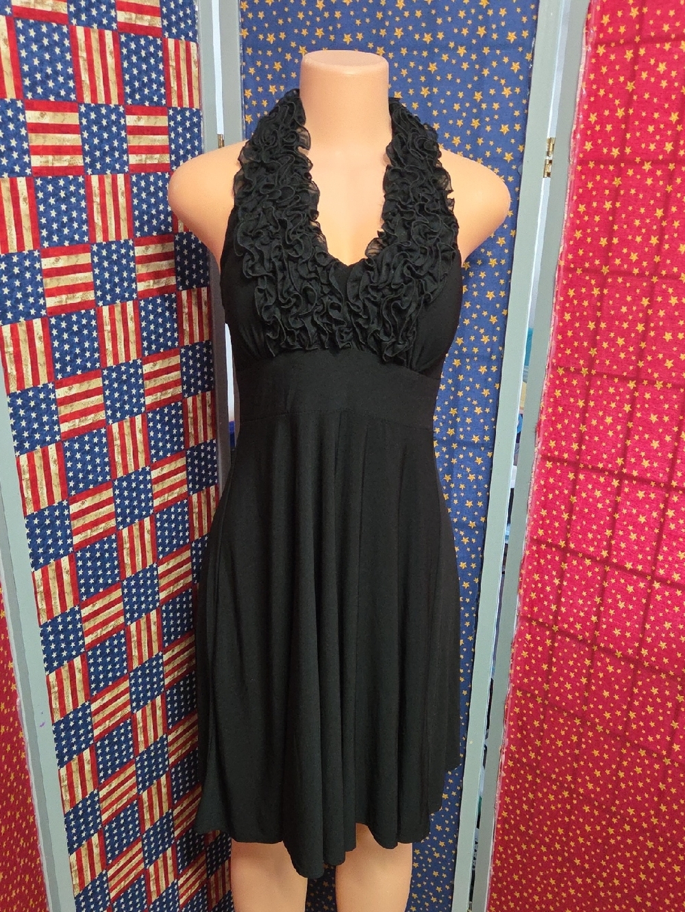 dressbarn Black Halter Ruffle Dress